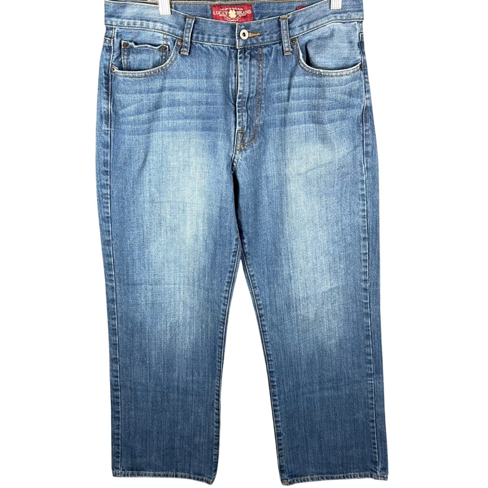 Lucky Brand 181 Relaxed Straight Men 34 Blue Medium Wash Denim Jeans 7MG1001